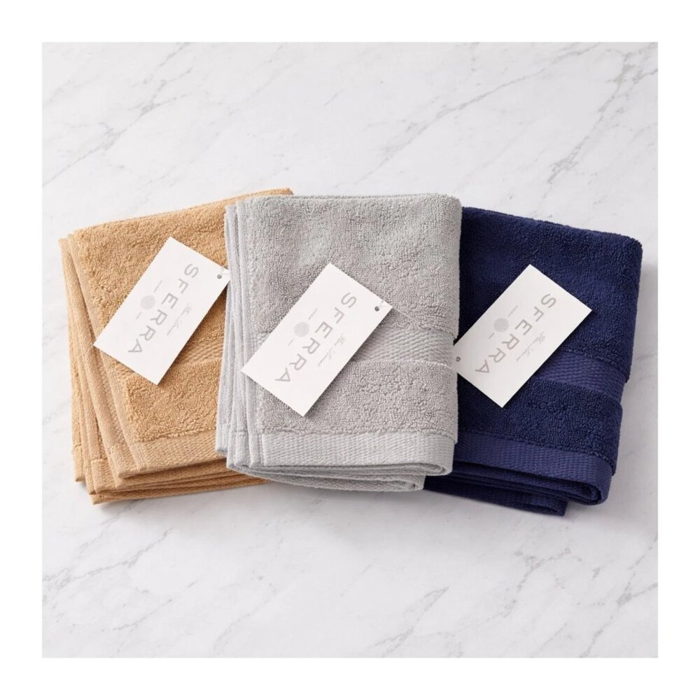 SFERRA BELLO 2PC Washcloth Set 12x12 100% Cotton Face Towels Made in Portugal